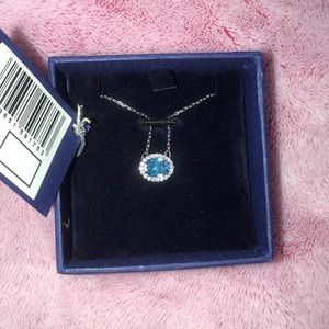 Swarovski Oval Necklace Blue Crystal Authentic